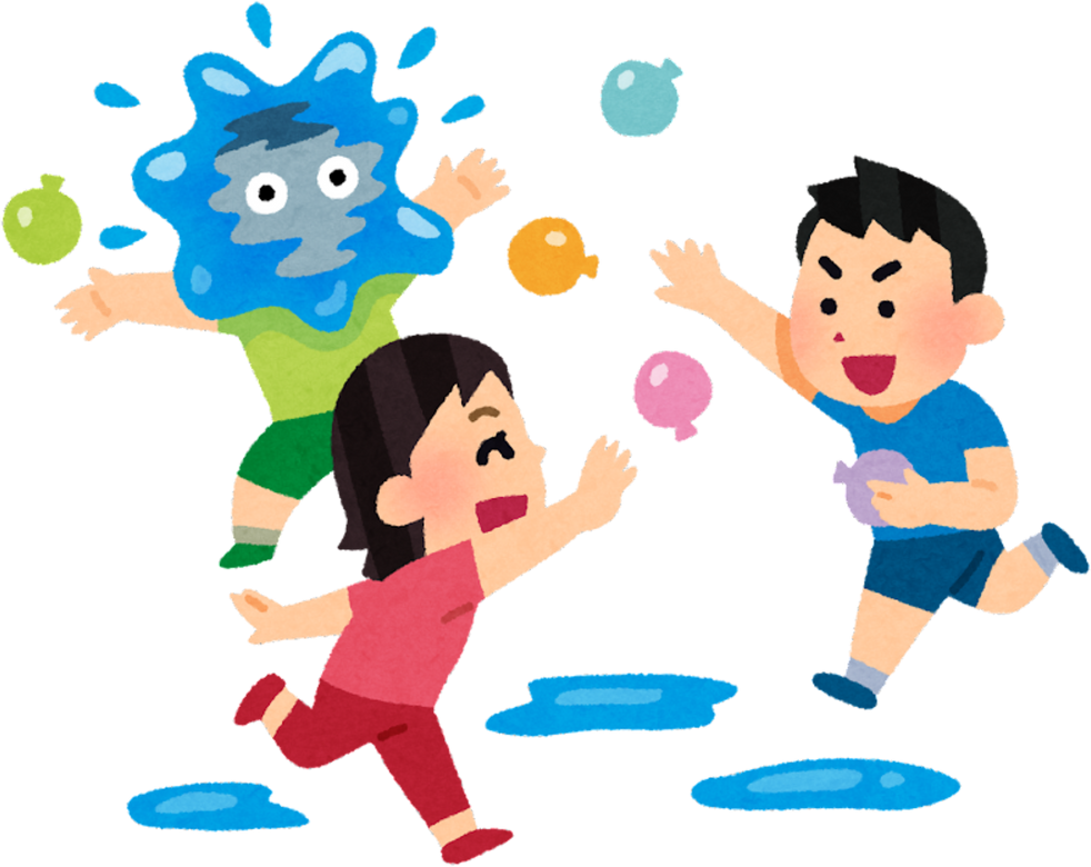 Illustration of Children Playing with Water Balloons