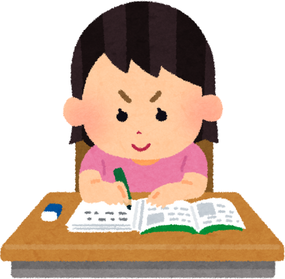 Illustration of a Girl Studying at a Desk