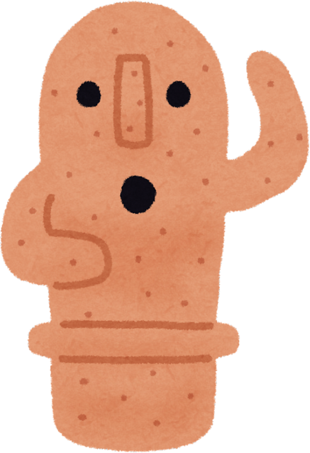 Illustration of a Cute Haniwa Figure with Friendly Expression